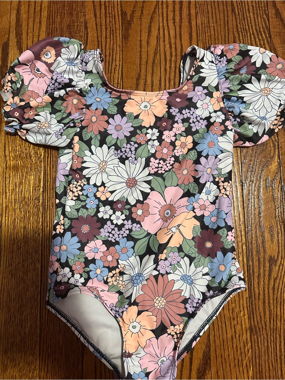 Black and Floral Cotton On Kids One-Piece Swimsuit